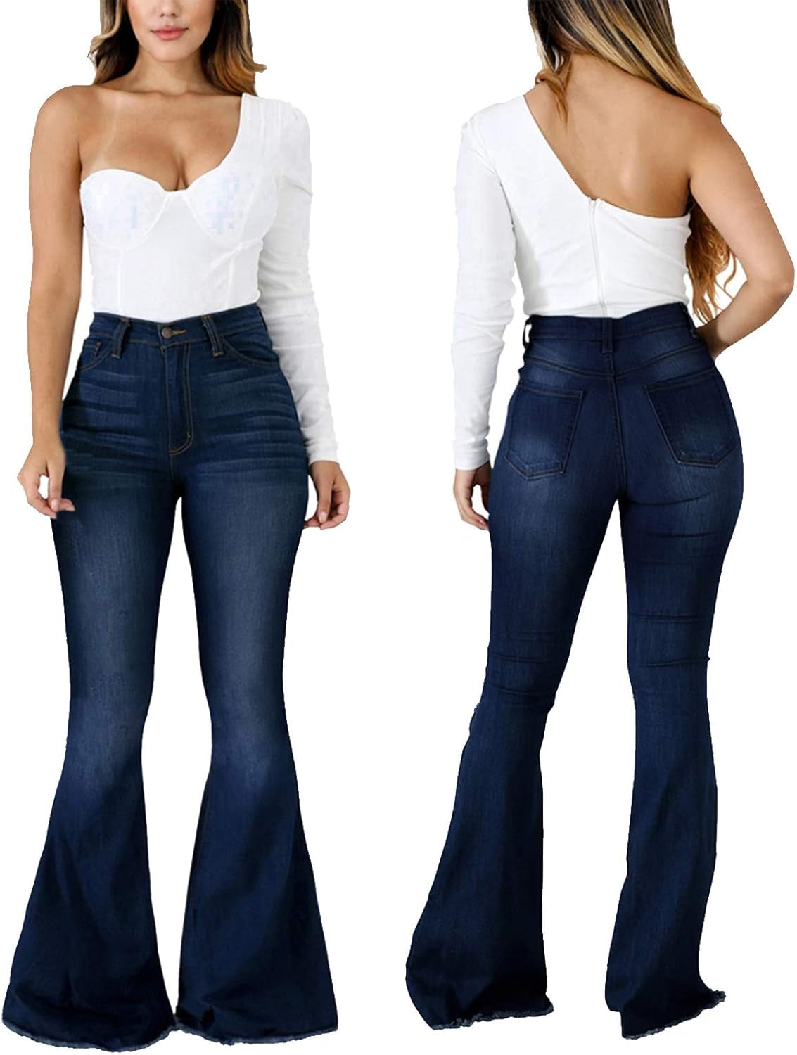 Bell Bottom Jeans for Women Ripped High Waisted Classic Flared Pants