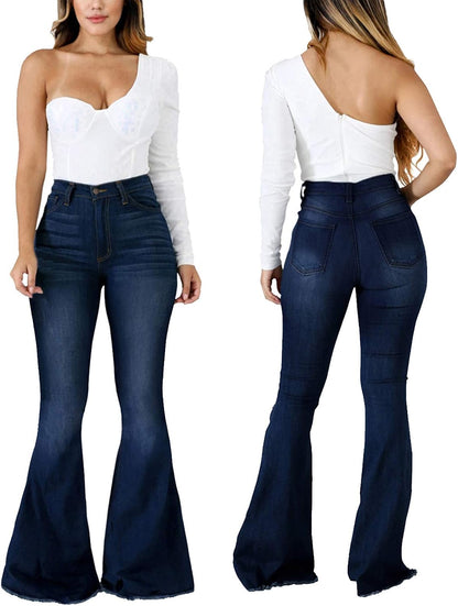 Bell Bottom Jeans for Women Ripped High Waisted Classic Flared Pants